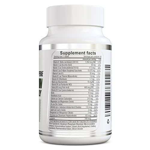 Herbolab Men's One Daily Multivitamin, Max Strength Vitamins A, C, D, E, K, B1, B2, B6, B12, Niacin, Calcium, Magnesium, Zinc, Selenium, Copper, Manganese, Chromium with Lycopene, 60 count 2 Mo Supply