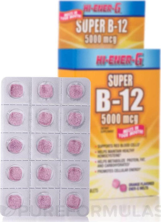 Hi Ener G Super B12 5000 mcg Tablets, By Windmill - 30 Ea