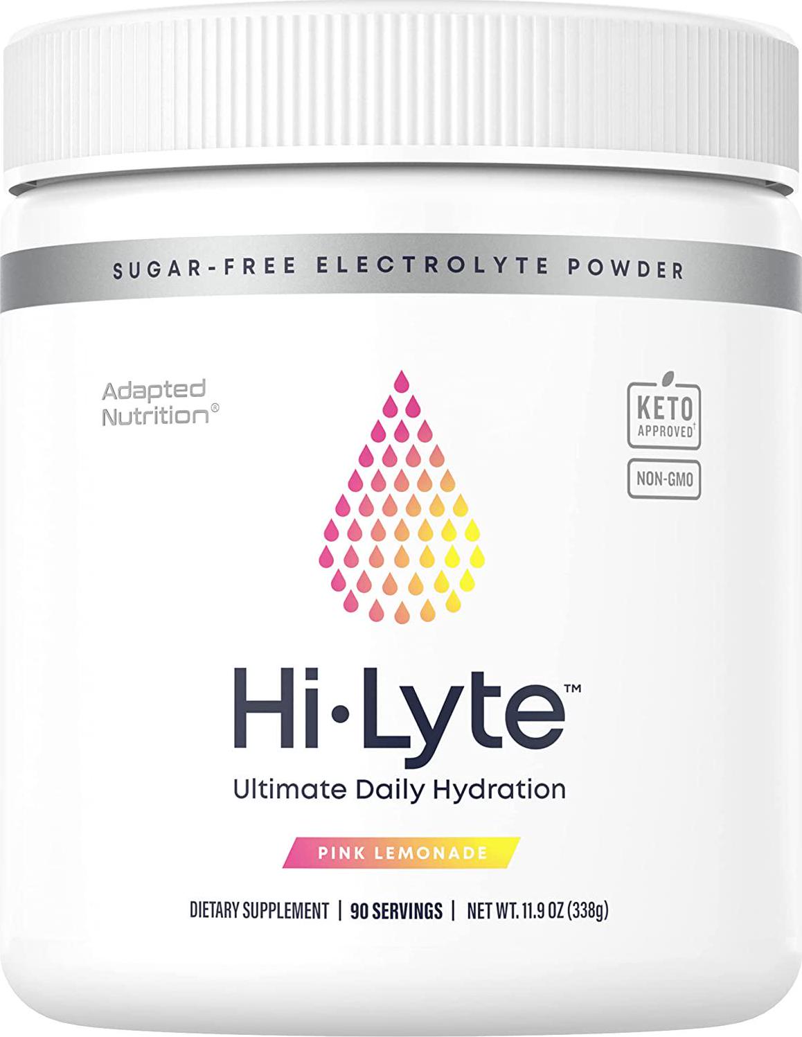 Hi-Lyte Electrolyte Powder, Pink Lemonade, 90 Serving, Daily Hydration Supplement Drink Mix | Sugar-Free, 0 Calories, 0 Carbs | No Maltodextrin. Gluten-Free | Supports Keto | Light Refreshing Flavor