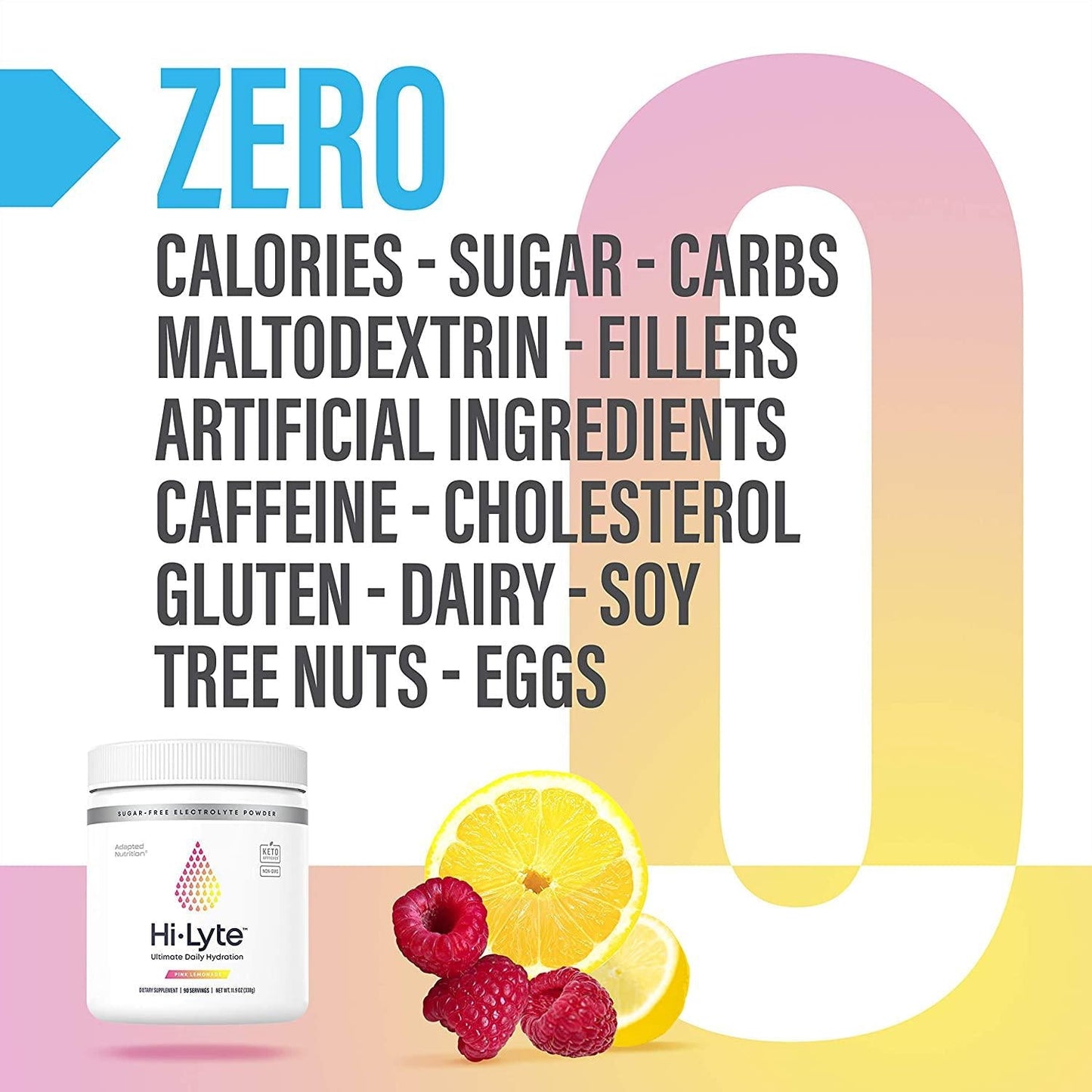 Hi-Lyte Electrolyte Powder, Pink Lemonade, 90 Serving, Daily Hydration Supplement Drink Mix | Sugar-Free, 0 Calories, 0 Carbs | No Maltodextrin. Gluten-Free | Supports Keto | Light Refreshing Flavor