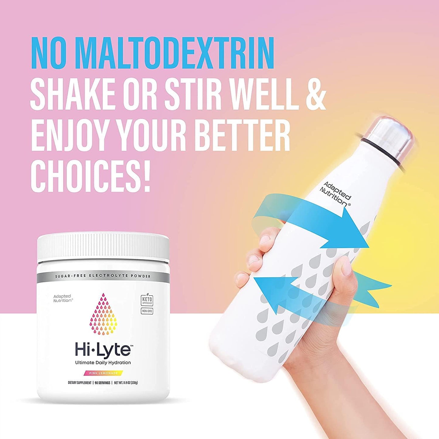 Hi-Lyte Electrolyte Powder, Pink Lemonade, 90 Serving, Daily Hydration Supplement Drink Mix | Sugar-Free, 0 Calories, 0 Carbs | No Maltodextrin. Gluten-Free | Supports Keto | Light Refreshing Flavor