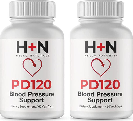 High Blood Pressure Support Supplements by PressureDown 120 | Lower Your BP Naturally | Heart Healthy Cardiovascular Formula has CoQ10, Vitamin D and L-Theanine | 120 Stress Reducting Veggie Capsules