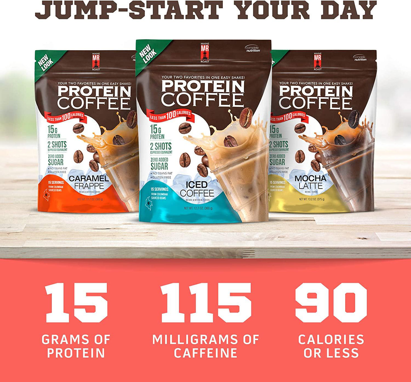 High Protein Coffee, Maine Roast Iced Coffee, 15g of Protein, 2g Carbs, Zero Sugar, 2 Shots of Espresso, Keto Friendly, All Natural (15 Servings, Iced Coffee)