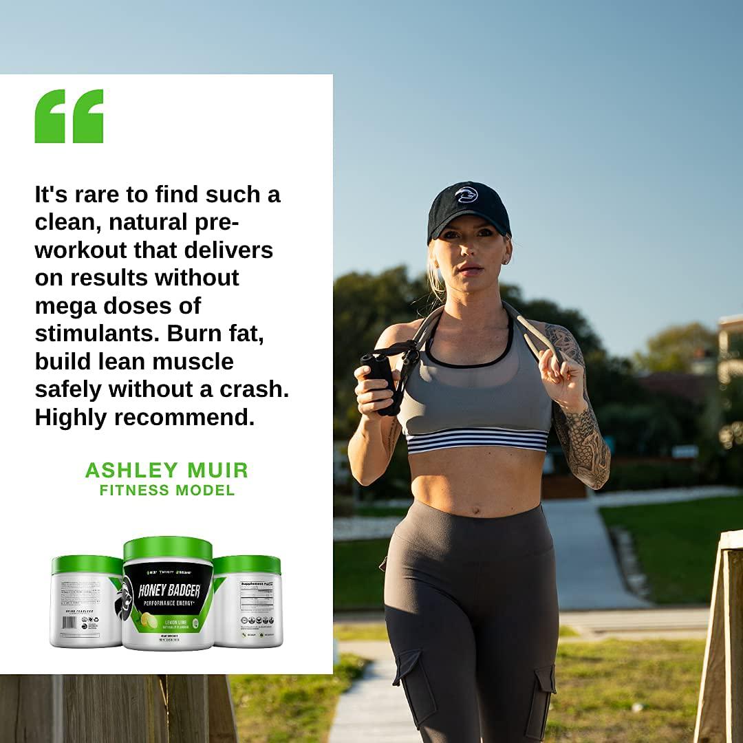 Honey Badger Pre Workout Powder and BCAA Amino Acids Powder Bundle | Beta Alanine, Caffeine and Vitamin C + Electrolytes | Vegan Keto Sugar Free and Paleo for Men and Women | 30 Servings (Lemon Lime)