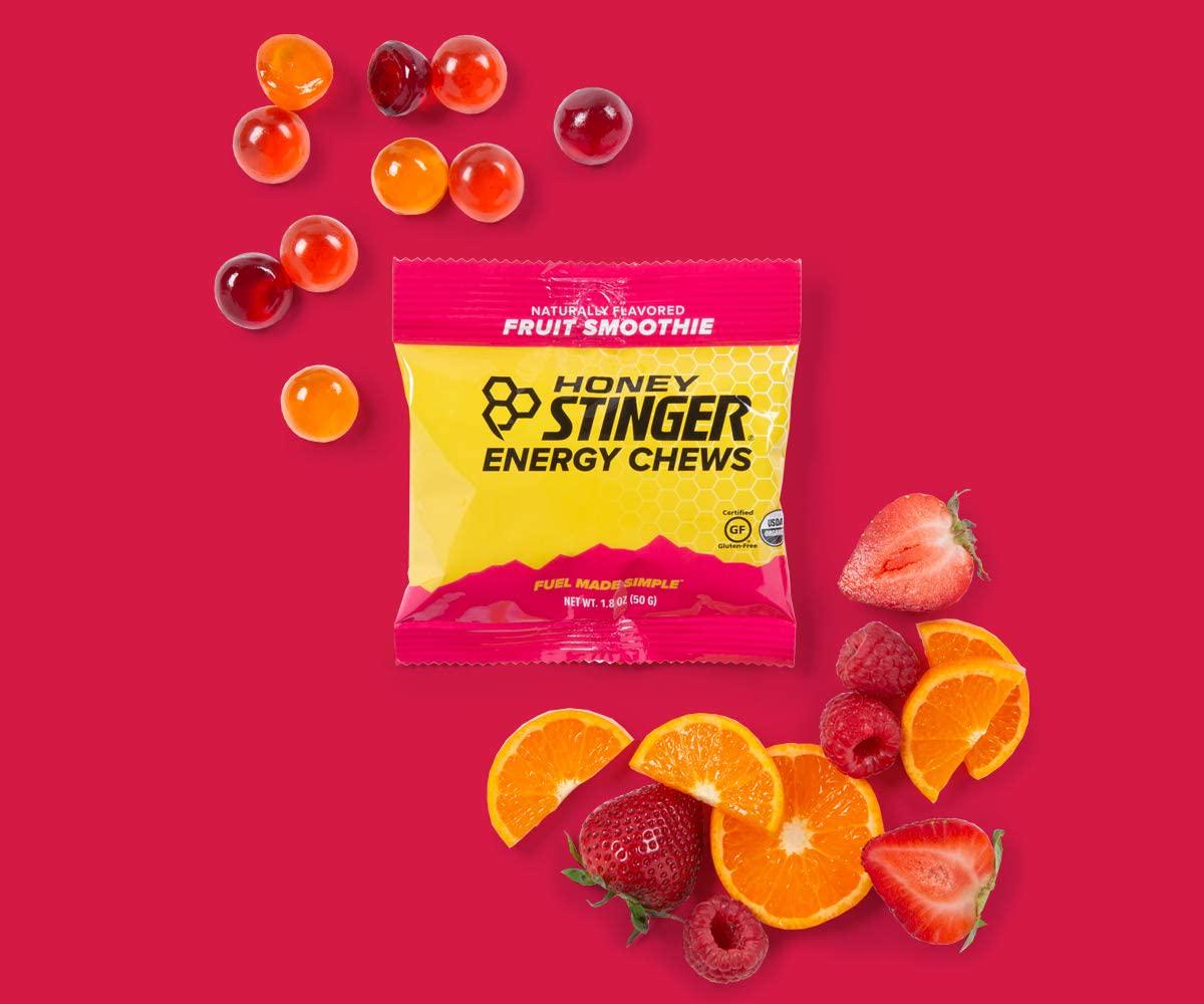 Honey Stinger Organic Energy Chews Variety Pack with Sticker 8 Count Chewy Gummy Energy Source for Any Activity - Pink Lemonade, Fruit Smoothie, Pomegranate Passionfruit and Cherry Blossom