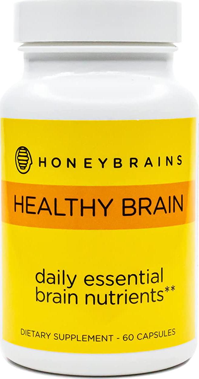 Honeybrains Healthy Brain (Non-GMO) — 100% Natural Supplements Lifelong Brain Health | Essential nutrients with Plant pigments, Vitamins, Minerals Support Lifelong Brain Health| 60 Capsules