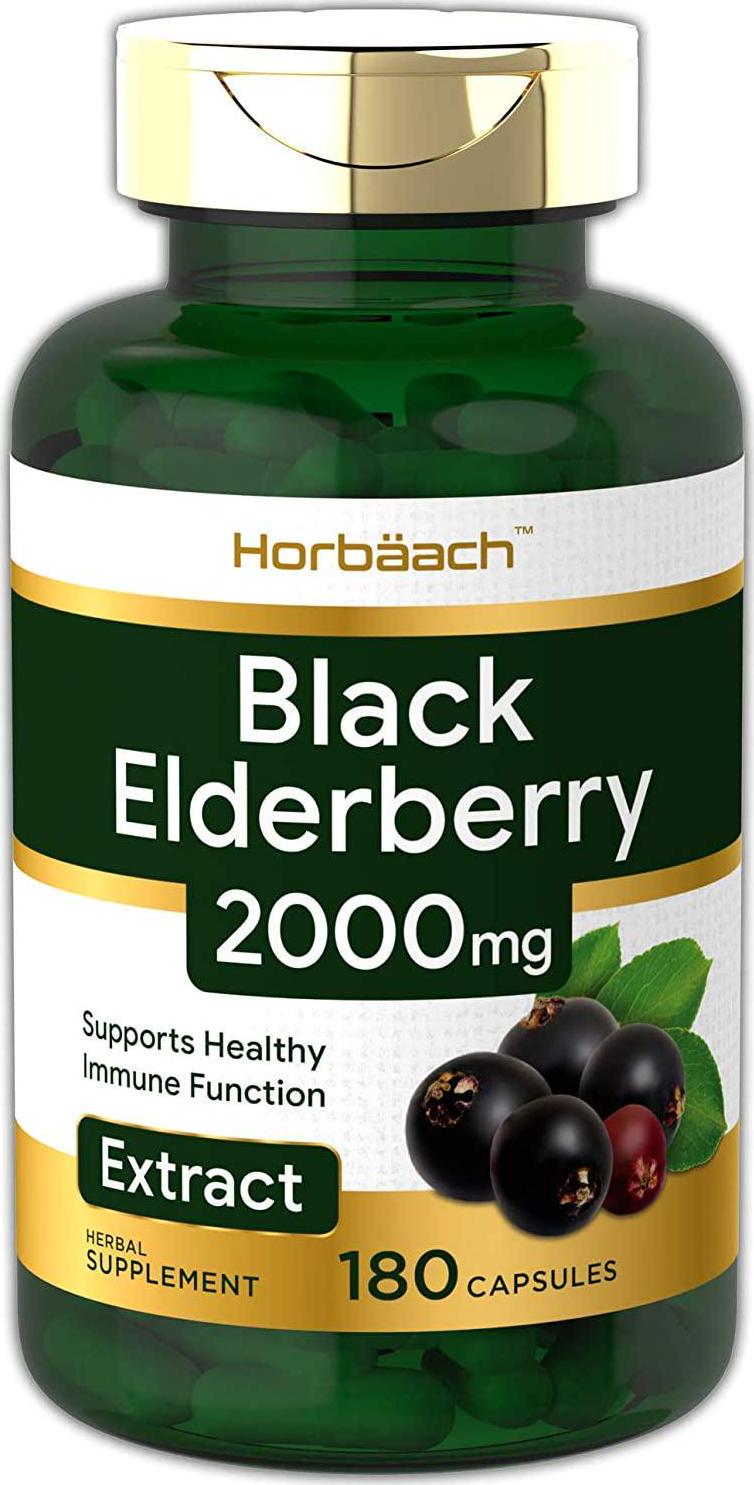 Horbaach Black Elderberry 2000 mg 180 Capsules | Immune Support | Non-GMO, Gluten Free | Sambucus Herbal Extract Supplement