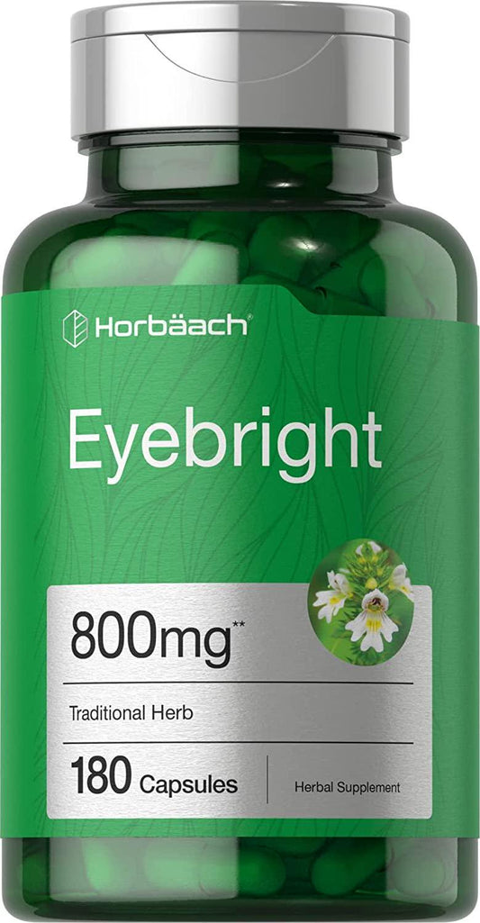 Horbaach Eyebright Capsules 800 mg | 180 Count | Max Potency Herb Supplement | Non-GMO, Gluten Free