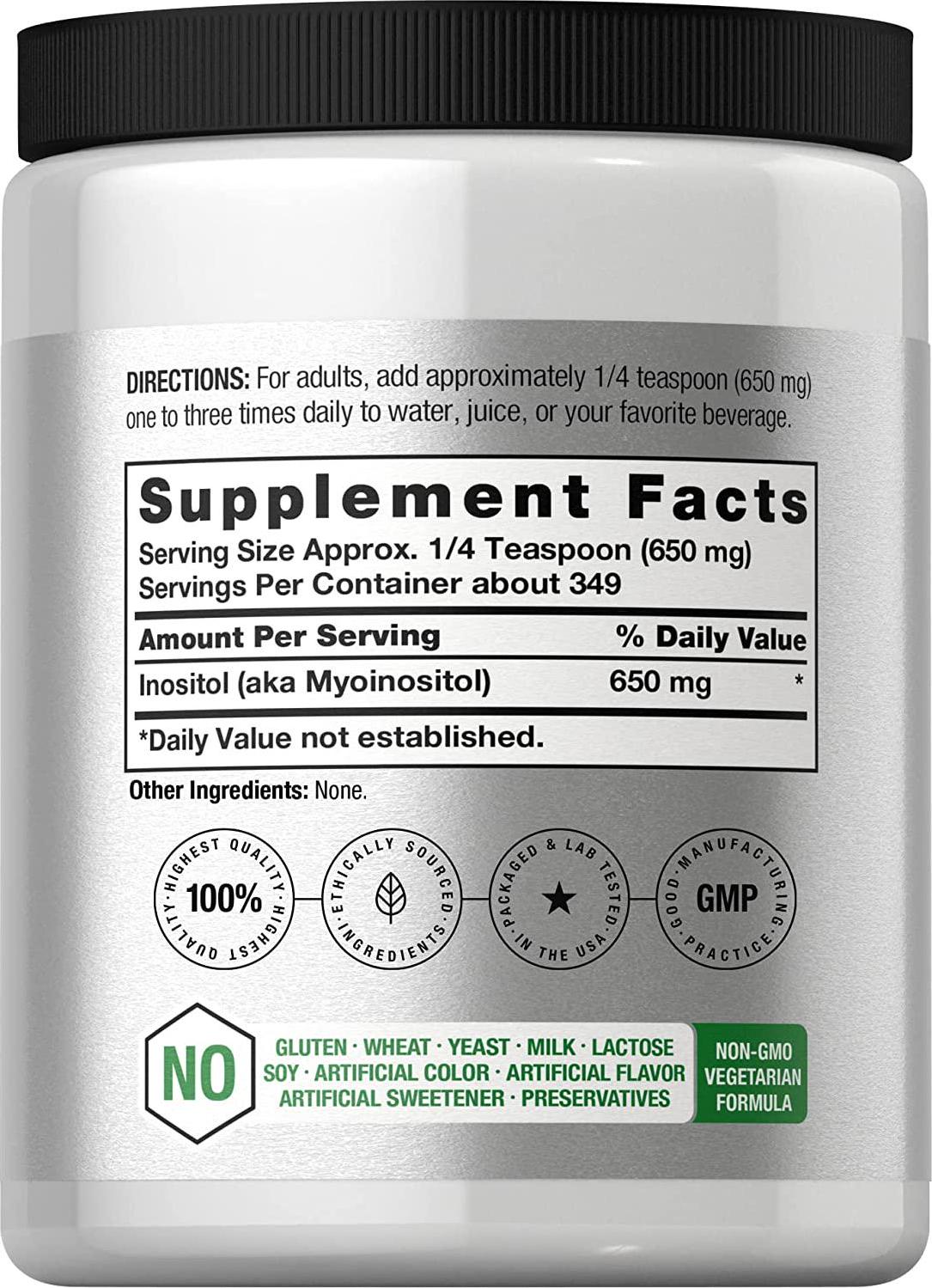 Horbaach Inositol Powder 8 oz | Vegan, Vegetarian Non-GMO, Gluten Free | 100% Pure Inositol Supplement