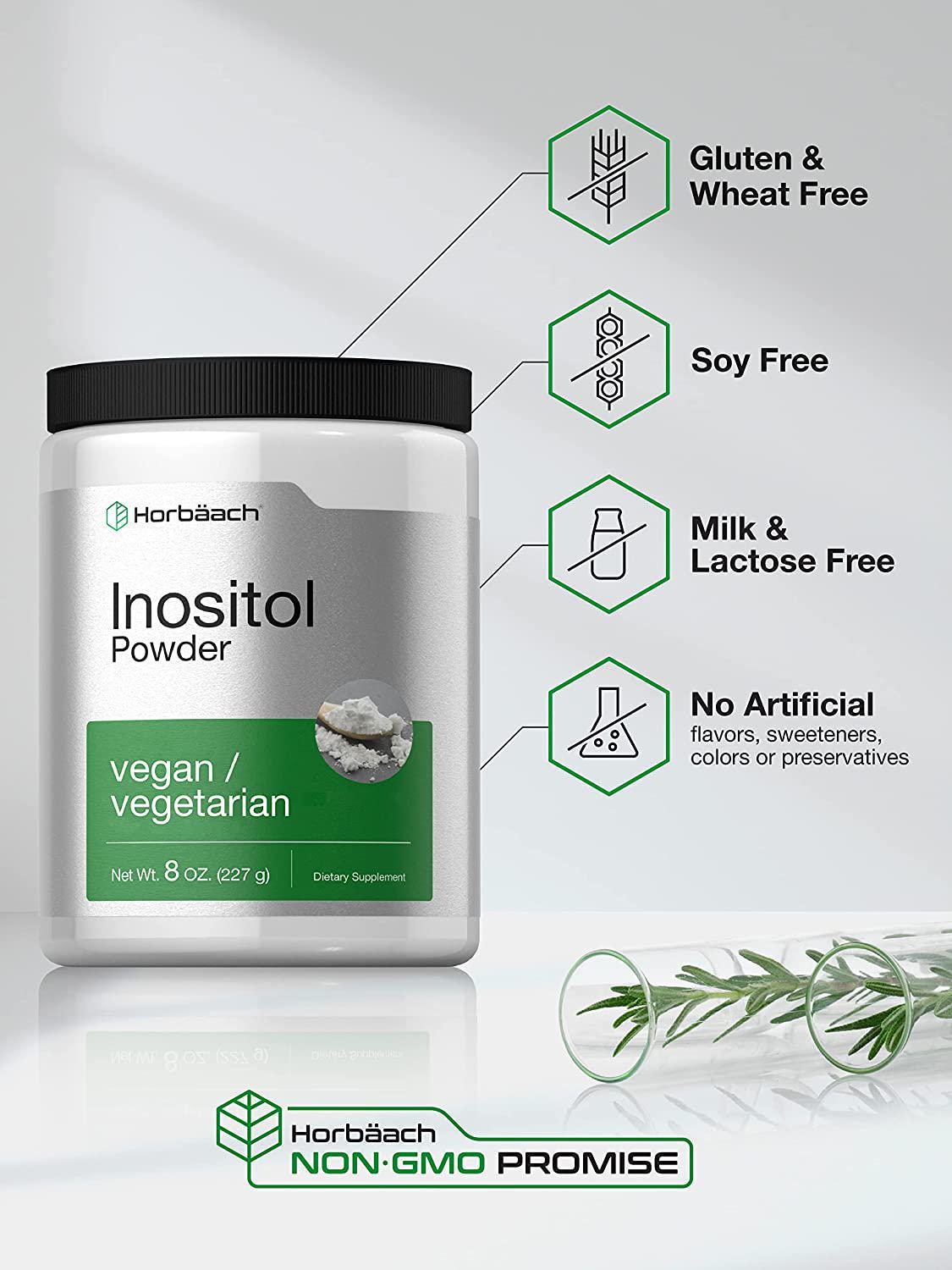 Horbaach Inositol Powder 8 oz | Vegan, Vegetarian Non-GMO, Gluten Free | 100% Pure Inositol Supplement