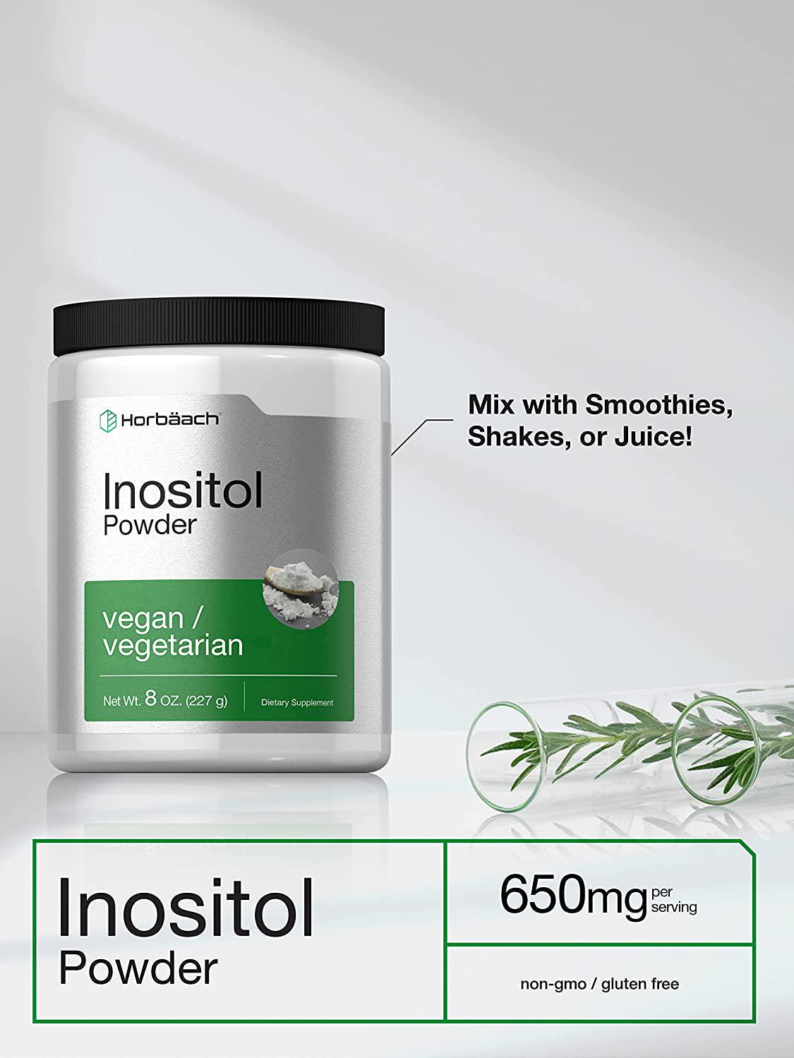 Horbaach Inositol Powder 8 oz | Vegan, Vegetarian Non-GMO, Gluten Free | 100% Pure Inositol Supplement