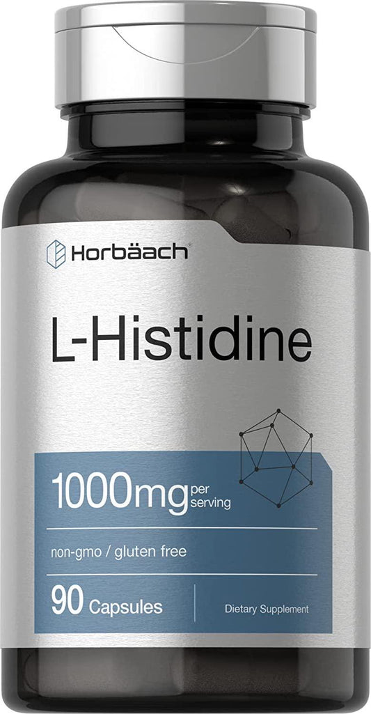 Horbaach L-Histidine 1000mg 60 Capsules | Non-GMO and Gluten Free | Pharmaceutical Grade