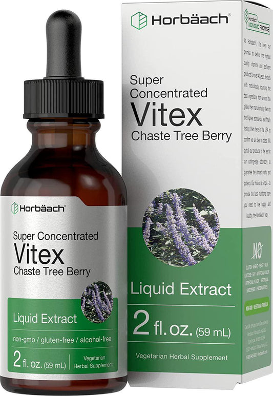 Horbaach Vitex Chasteberry Extract | 2 oz | Alcohol Free | Super Concentrated | Vegetarian, Non-GMO, Gluten Free | Chaste Tree Berry Tincture Supplement