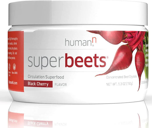HumanN SuperBeets Black Cherry - Beet Root Powder - Nitric Oxide Boost for Blood Pressure, Circulation and Heart Health Support - Non-GMO Superfood Supplement - Natural Black Cherry Flavor, 30 Servings