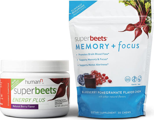HumanN SuperBeets Energy Plus and SuperBeets Memory + Focus Chews
