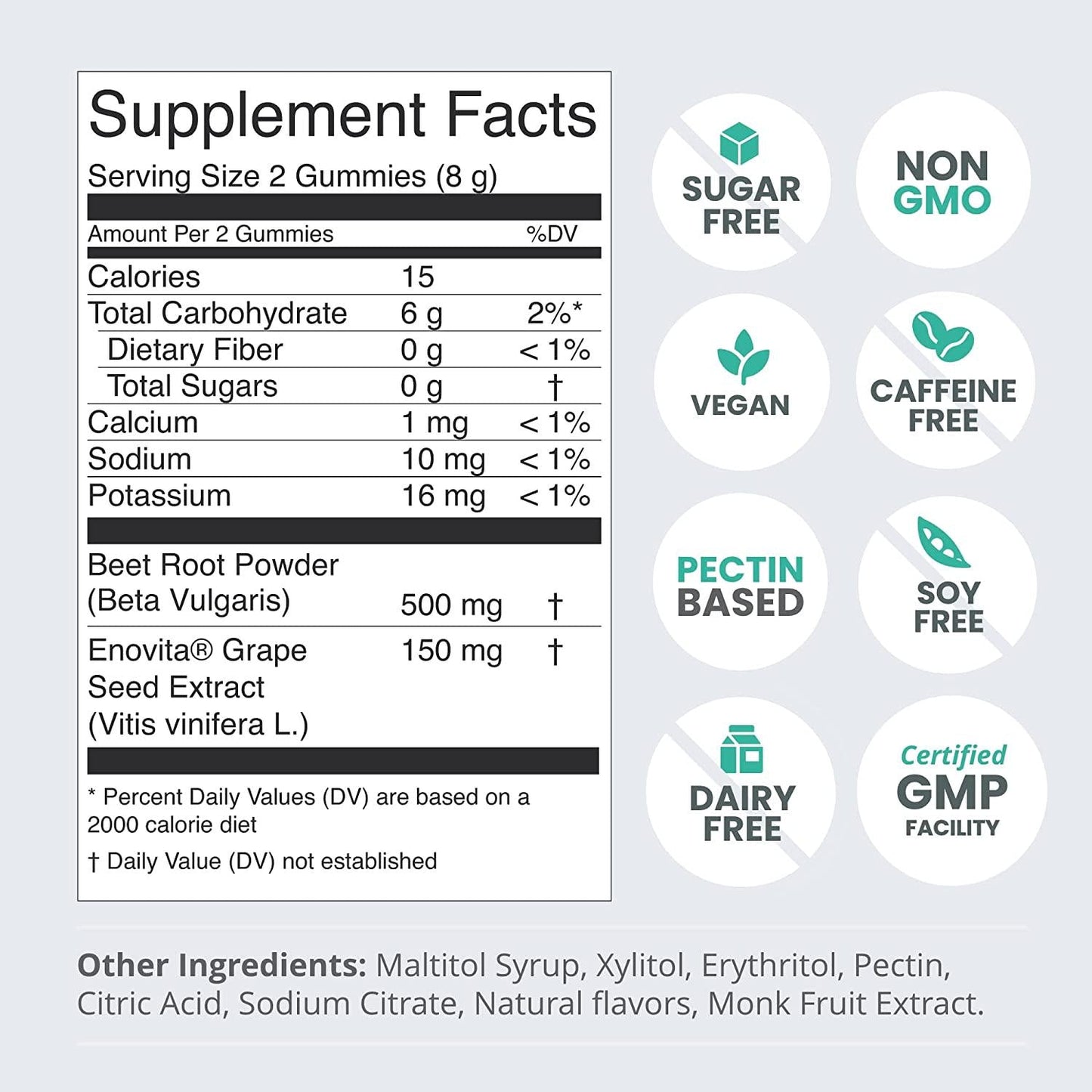 HumanN SuperBeets Sugar-Free Nitric Oxide Circulation Gummies - Daily Blood Pressure Support for Heart Health - Grape Seed Extract and Non-GMO Beet Energy Gummies - Pomegranate Berry Flavor, 60 Count