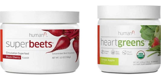 HumanN Superfood Heart Support Bundle | SuperBeets Circulation Superfood Concentrated Beet Powder Nitric Oxide Boosting with HeartGreens, SuperBeets Black Cherry + HeartGreens Bundle Set