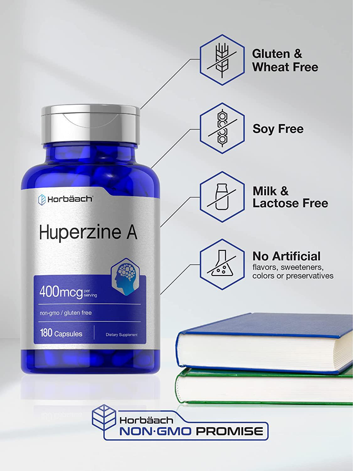 Huperzine A 400mcg | 180 Capsules | Non-GMO, Gluten Free Supplement | by Horbaach