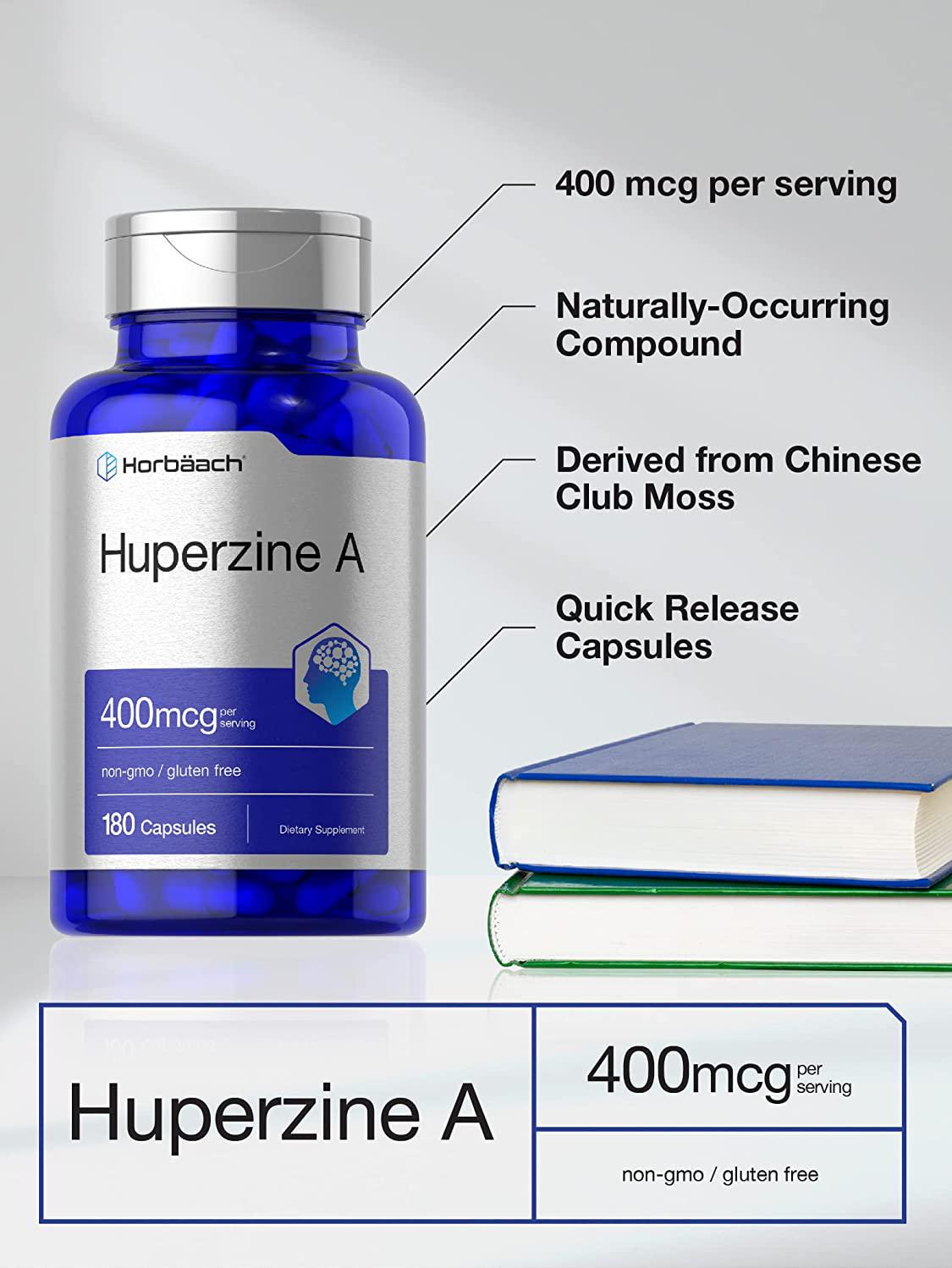 Huperzine A 400mcg | 180 Capsules | Non-GMO, Gluten Free Supplement | by Horbaach