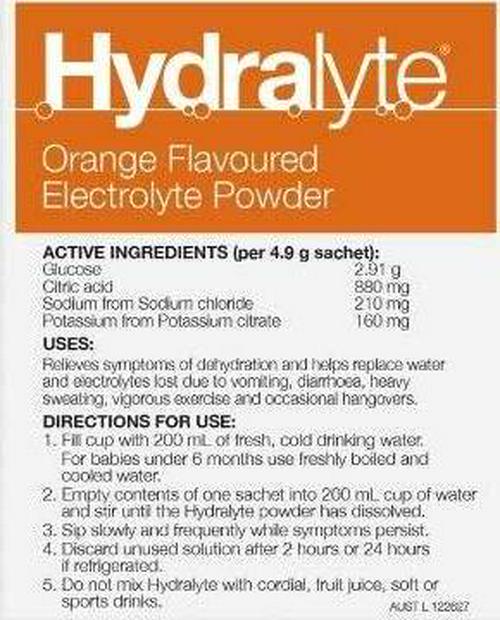Hydralyte Electrolyte Powder Orange, 10 Sachets 10 Sachets, Orange 49 grams
