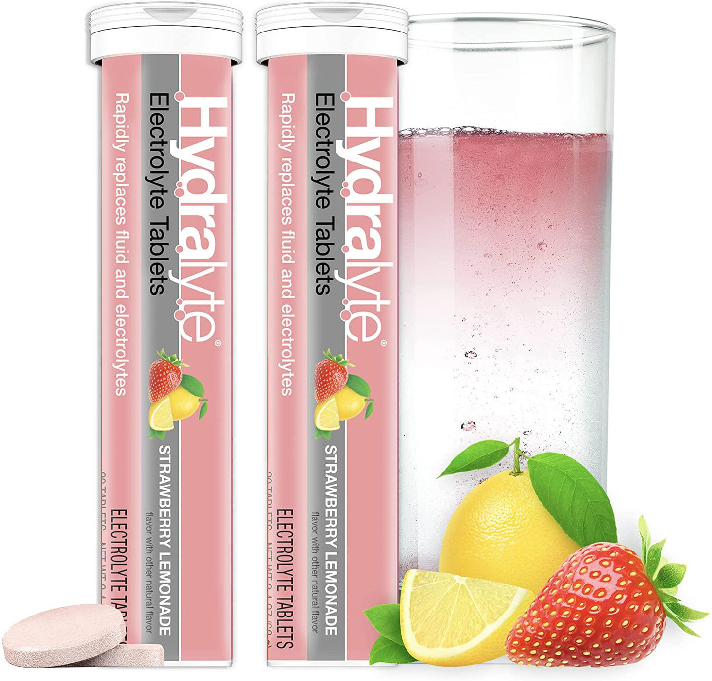 Hydralyte Electrolyte Tablets | Strawberry Lemonade Electrolytes | for Bachelorette Parties, Workout Essential and A Travel Essential for Daily Hydration Needs | (10 Servings, 20 Electrolyte Tablets)