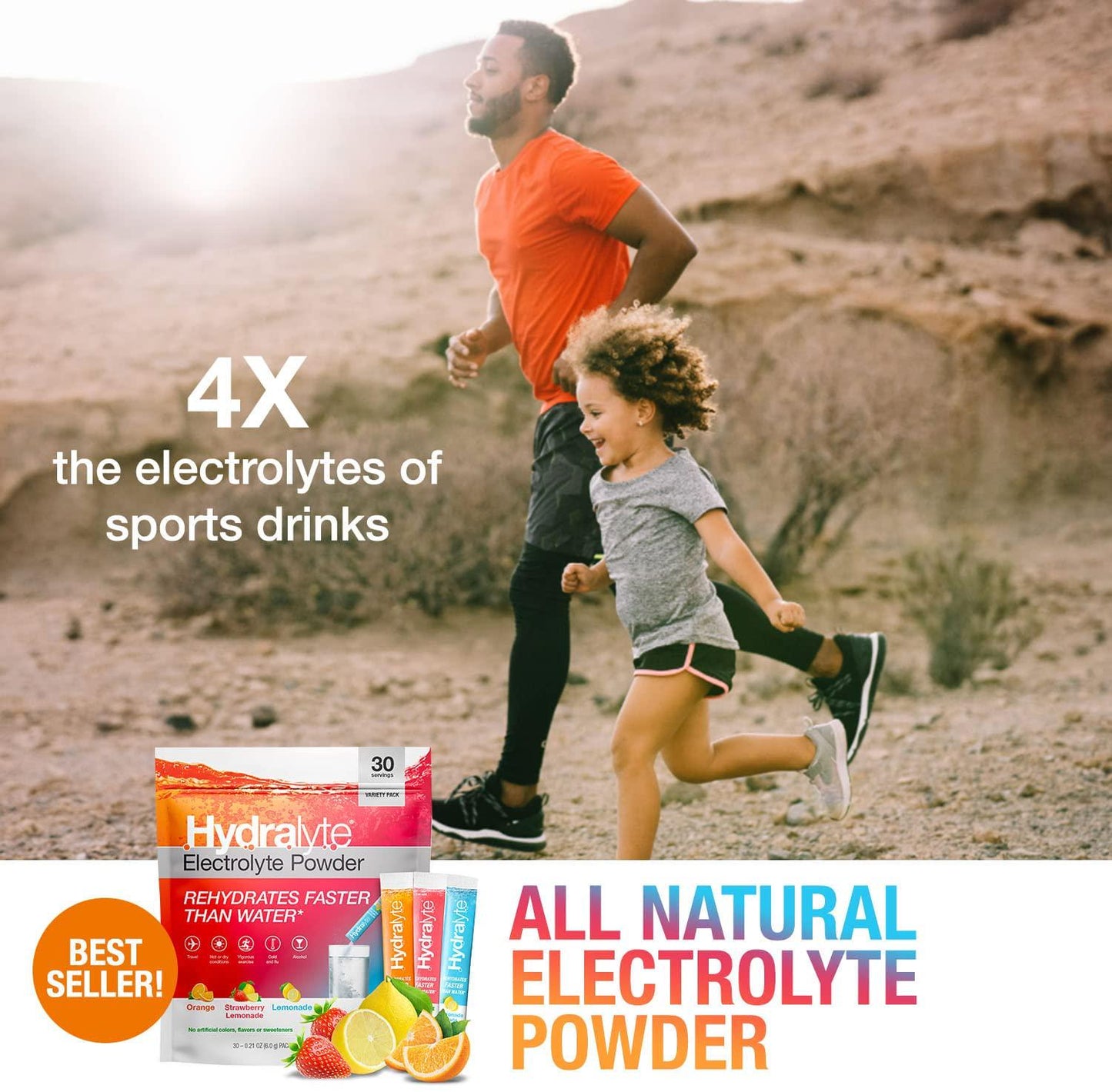 Hydralyte Electrolyte Powder Packets | Variety Flavor Hydration Packets | Easy Dissolve Electrolyte Powder for Rehydration Solutions | Low Sugar Hydration Powder Packets (8 oz Serving, 30 Count)