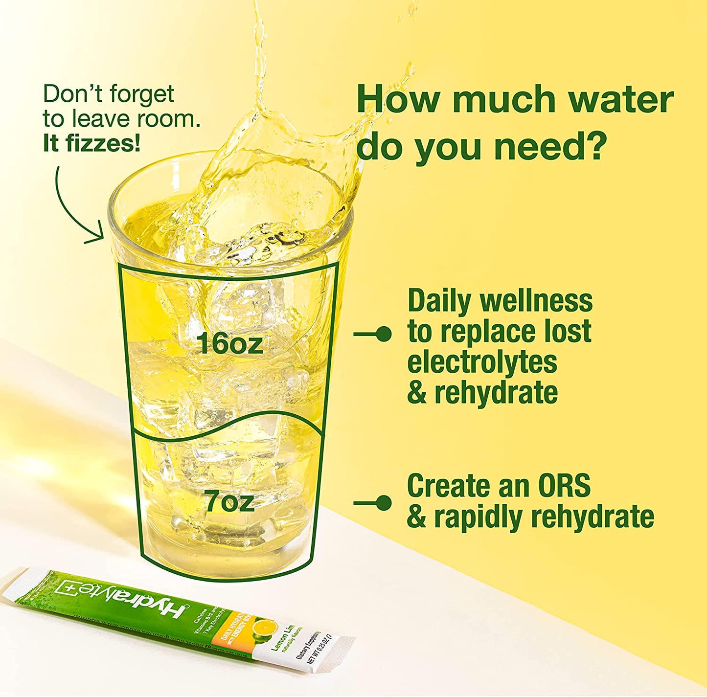 Hydralyte Energy Powder- Lemon Lime Electrolyte Powder Packets | Natural Caffeine Powder with Green Tea Extract | Energy Drink Powder for Sports Performance and Recovery - (8oz Serving, 12 Count)