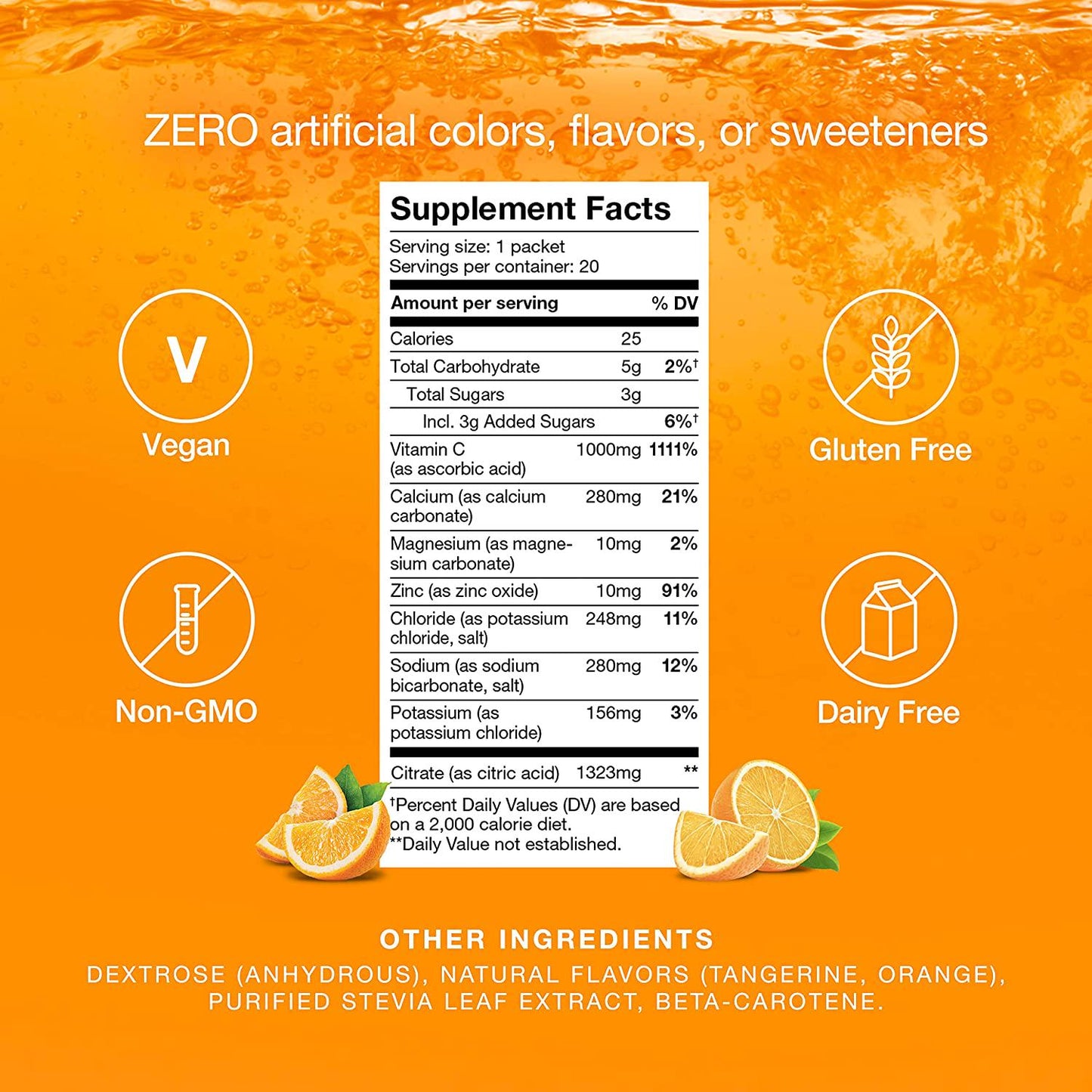 Hydralyte Immunity - Citrus Electrolyte Powder Packets | 1,000mg Vitamin C Hydration Packets for Immune Support | All Natural Hydration Powder with Zinc and Electrolytes | (8oz Serving, 20 Count)