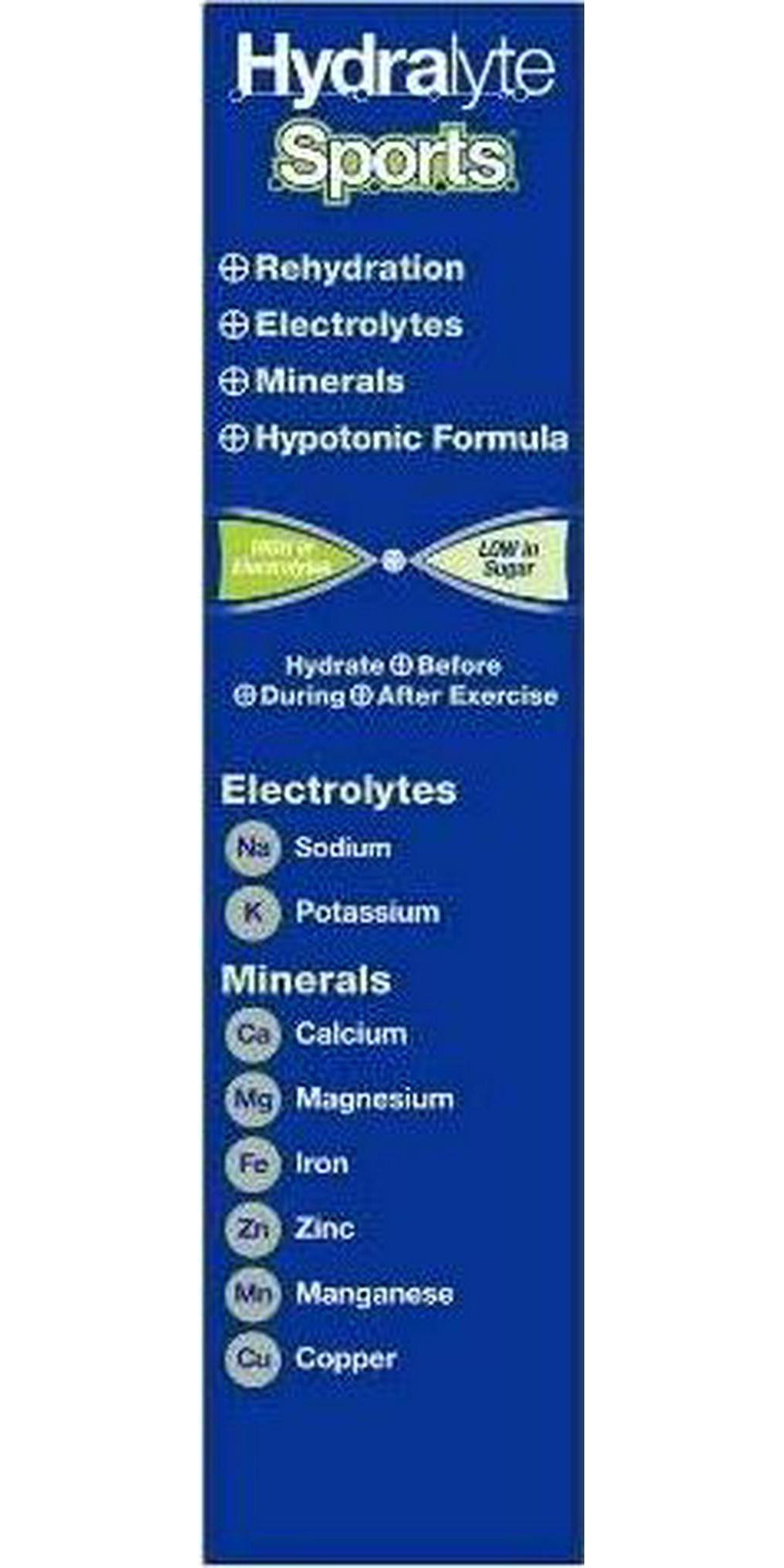 Hydralyte Sports Flavoured Effervescent Electrolyte, Lemon Lime, 20 count