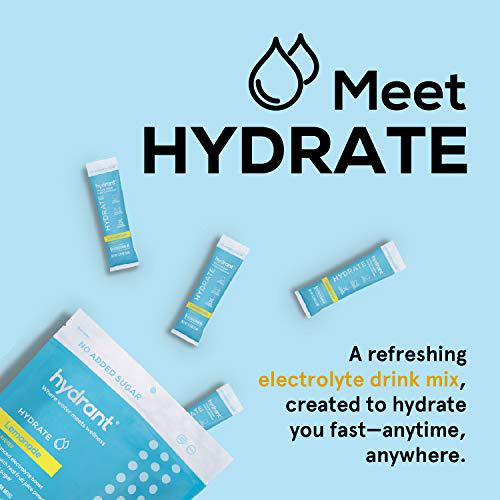 Hydrant Hydrate, No Added Sugar, Electrolyte Powder Rapid Hydration Mix, Hydration Powder Packets Drink Mix, Helps Rehydrate Better Than Water (Lemonade, 30 Count)