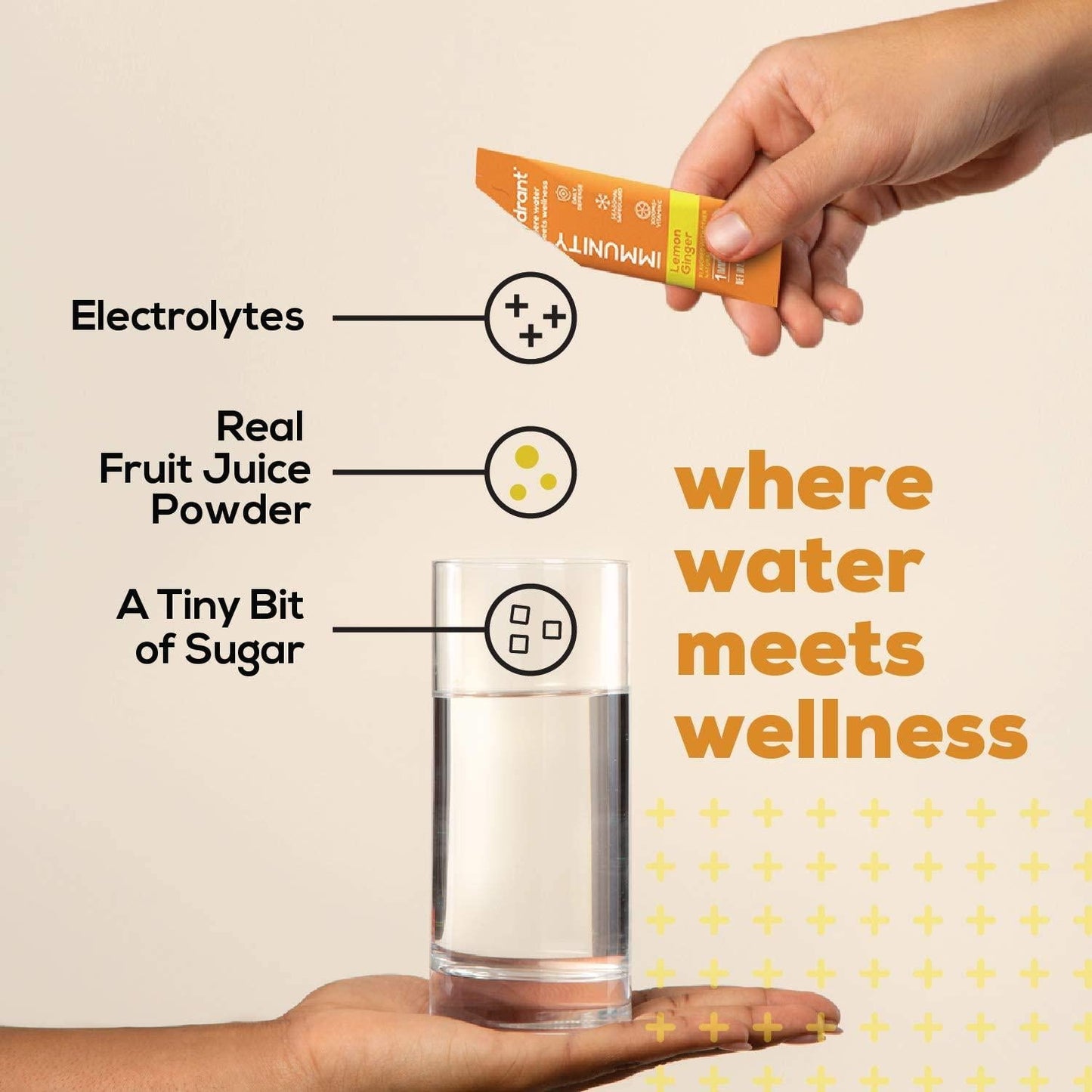 Hydrant Immunity Vitamins Electrolyte Powder - Supplement with Vitamin C, B12, B6, Zinc - Immune, Hydration, and Energy Support Hydration Powder Stick Packets (Lemon Ginger, 30 Count)