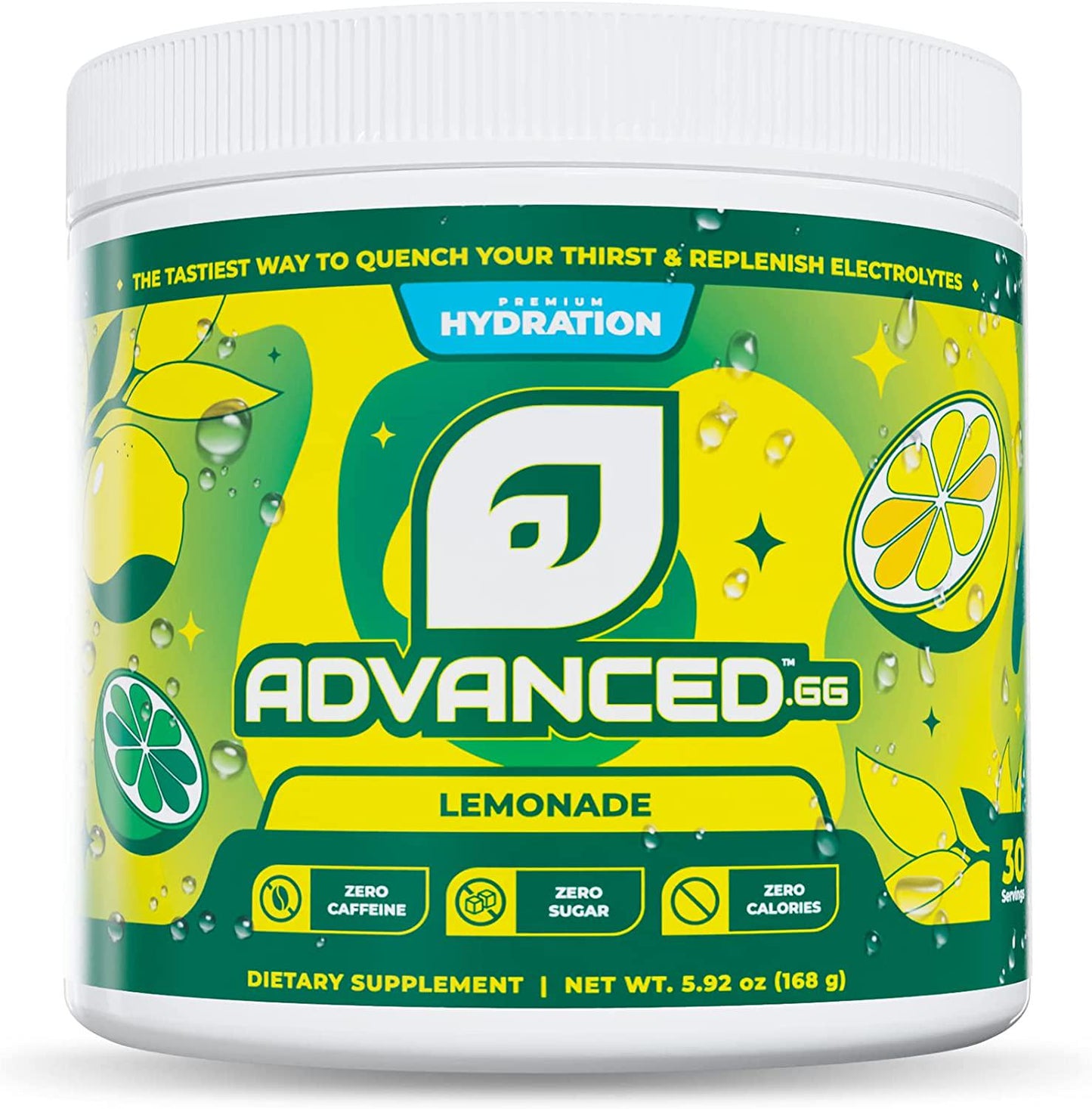 Hydration by ADVANCED | High-Performance Electrolyte Drink Mix with B Vitamins for All-Day Hydration | Caffeine Free, Zero Calories, Sugar Free, and Keto Friendly | (40 Servings, Lemonade)
