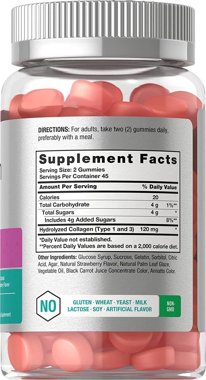 Hydrolyzed Collagen Gummies | 180 Count | Strawberry Flavored Gummy Supplement | Type 1 and 3 | Non-GMO, Gluten Free | by Horbaach