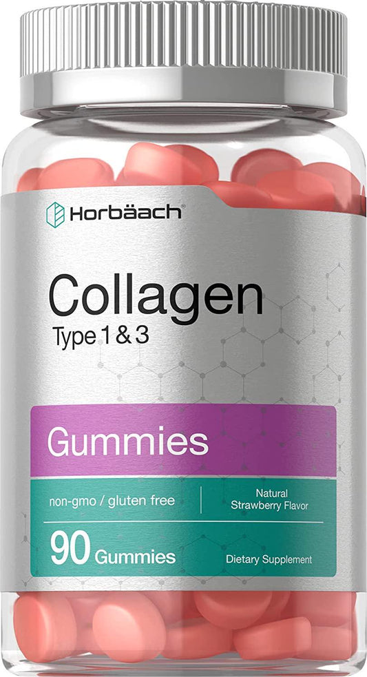 Hydrolyzed Collagen Gummies | 180 Count | Strawberry Flavored Gummy Supplement | Type 1 and 3 | Non-GMO, Gluten Free | by Horbaach