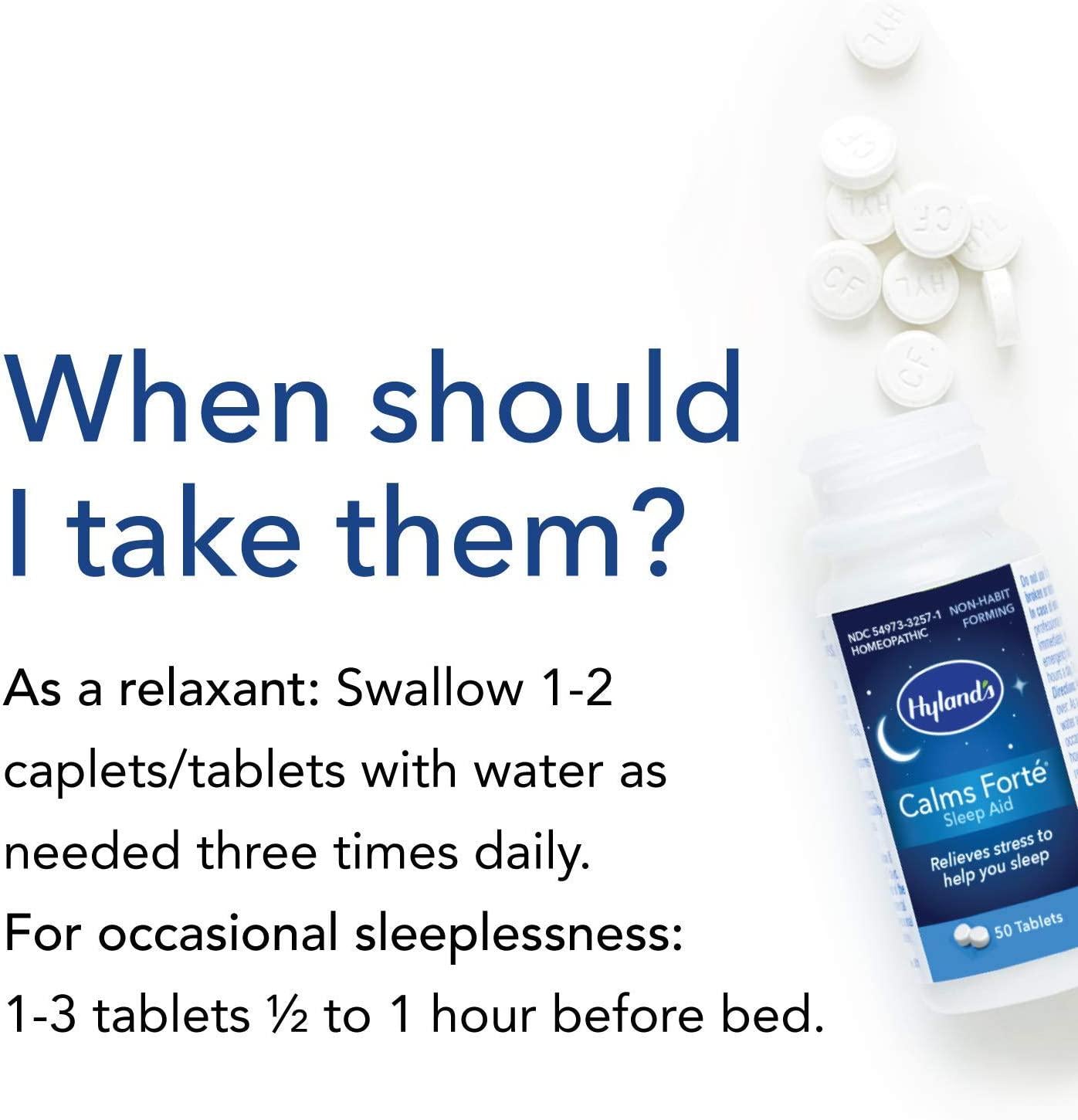 Hyland's Calms Forte' Sleep Aid Tablets, Natural Relief of Nervous Tension and Occasional Sleeplessness, 50 Count