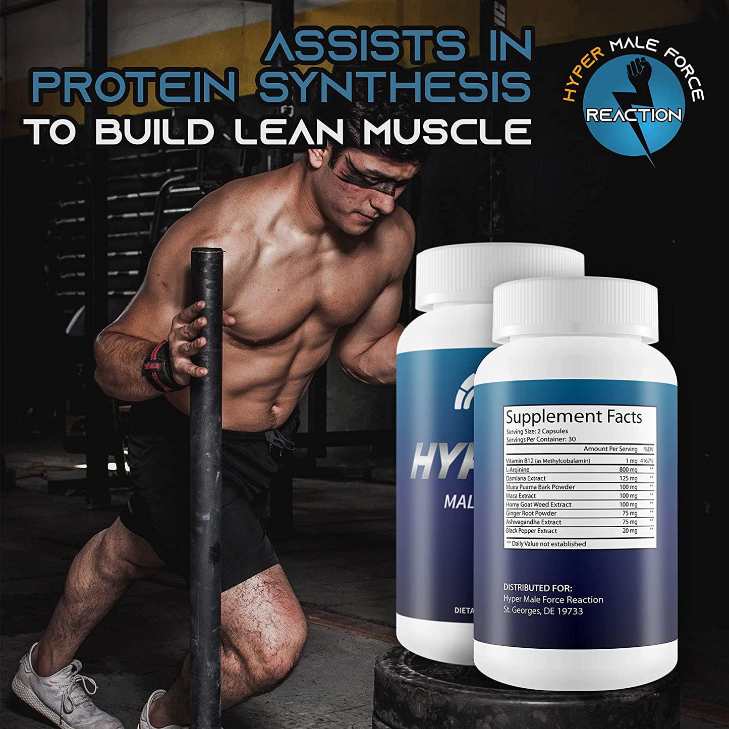 Hyper Male Force X - Herbal Male Booster - Support Improved Male Function - Boost Male Energy - Male Formula with Astragulus, Muira Puama, Tongat Ali, Maca, L-Arginine and More