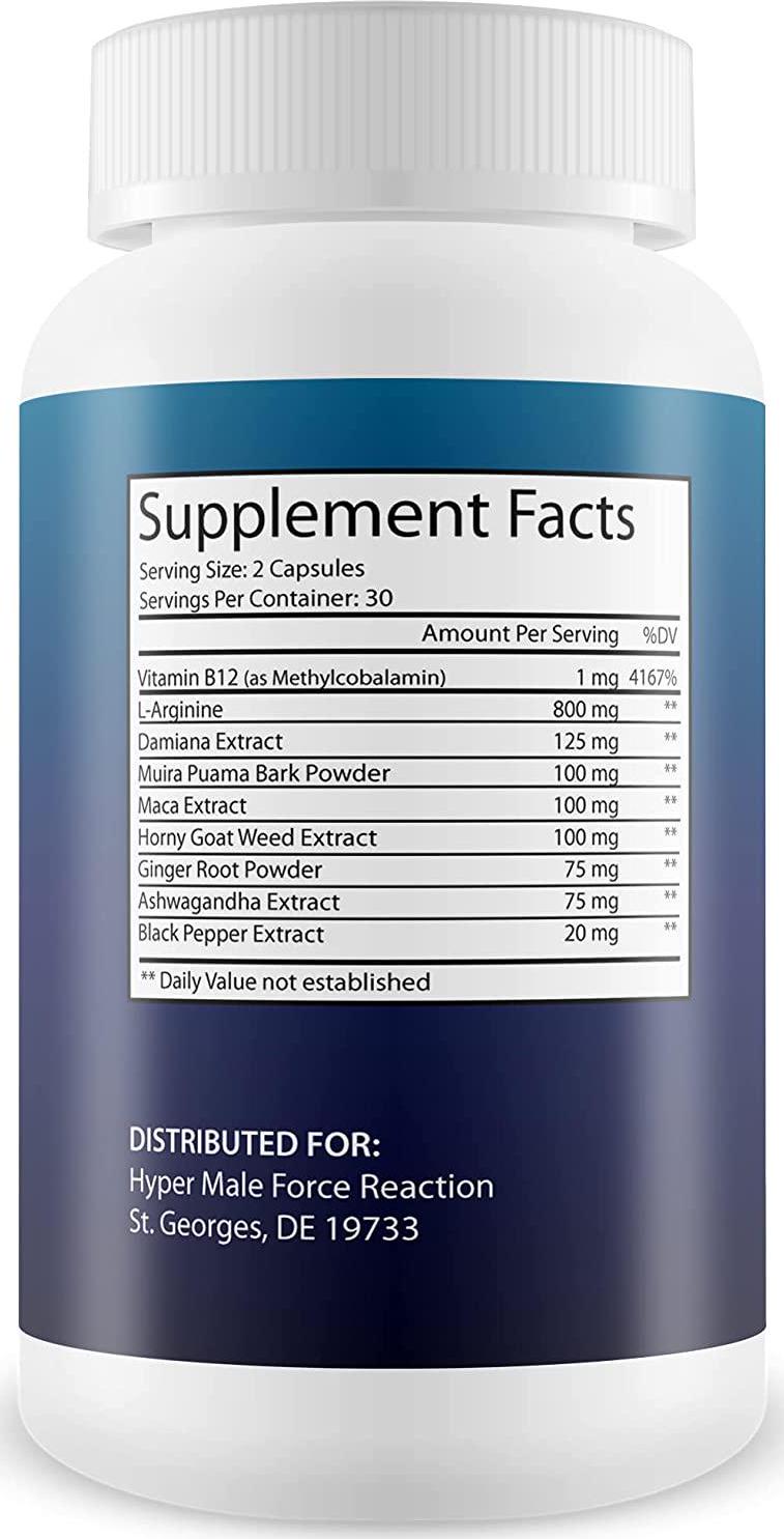 Hyper Male Force X - Herbal Male Booster - Support Improved Male Function - Boost Male Energy - Male Formula with Astragulus, Muira Puama, Tongat Ali, Maca, L-Arginine and More