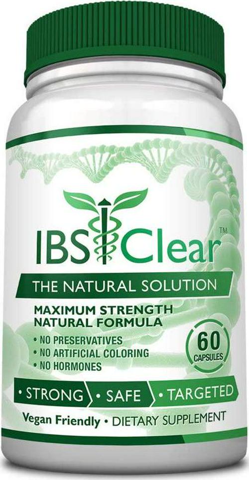 IBS Clear - 100% Natural IBS Relief with Vitamin D, Psyllium Husk, Fennel. 60 Vegan Friendly Capsules - 1 Bottle