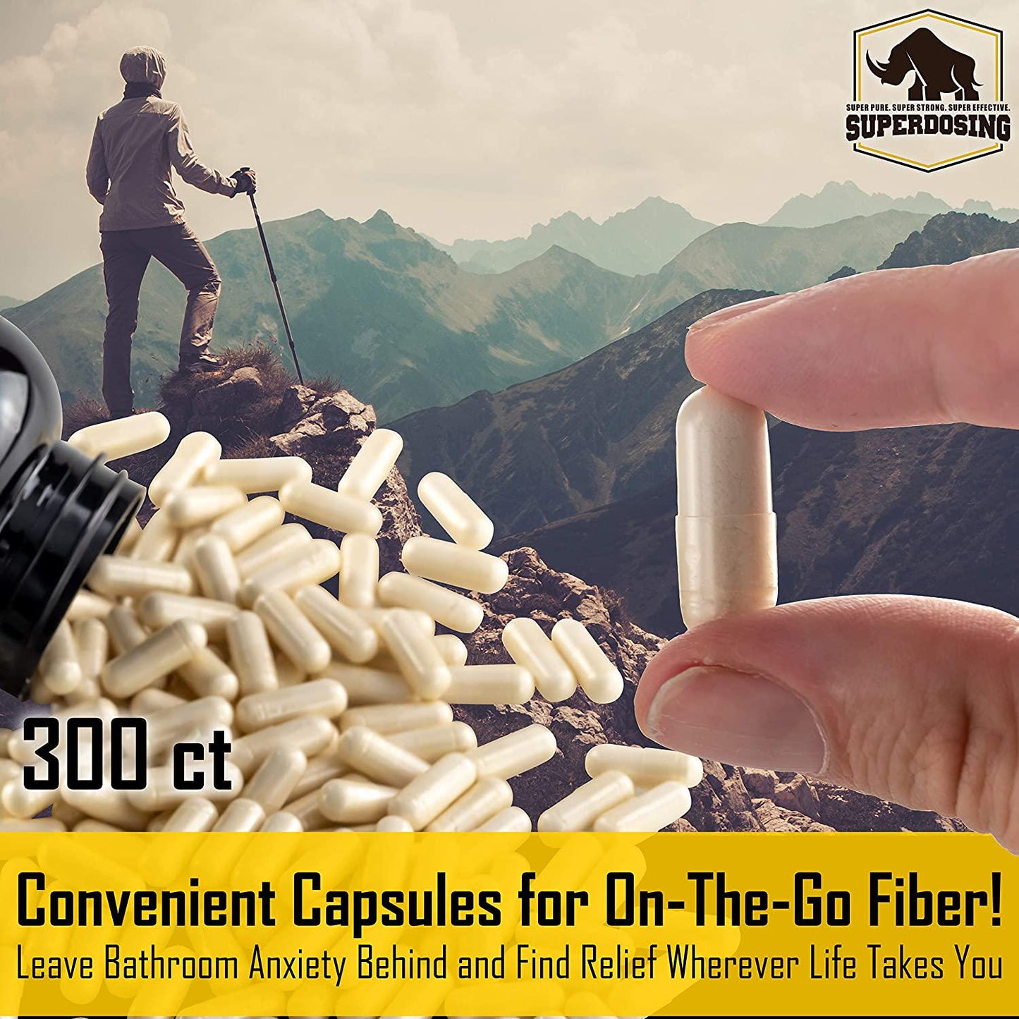 IBS Friendly, Organic Acacia Senegal Fiber Capsules 300 Pack. Natural Soluble Fiber Supplement Pill Promotes Gut Health. Vegan Prebiotic Ideal for Sensitive Stomachs. Stop Diarrhea and Constipation