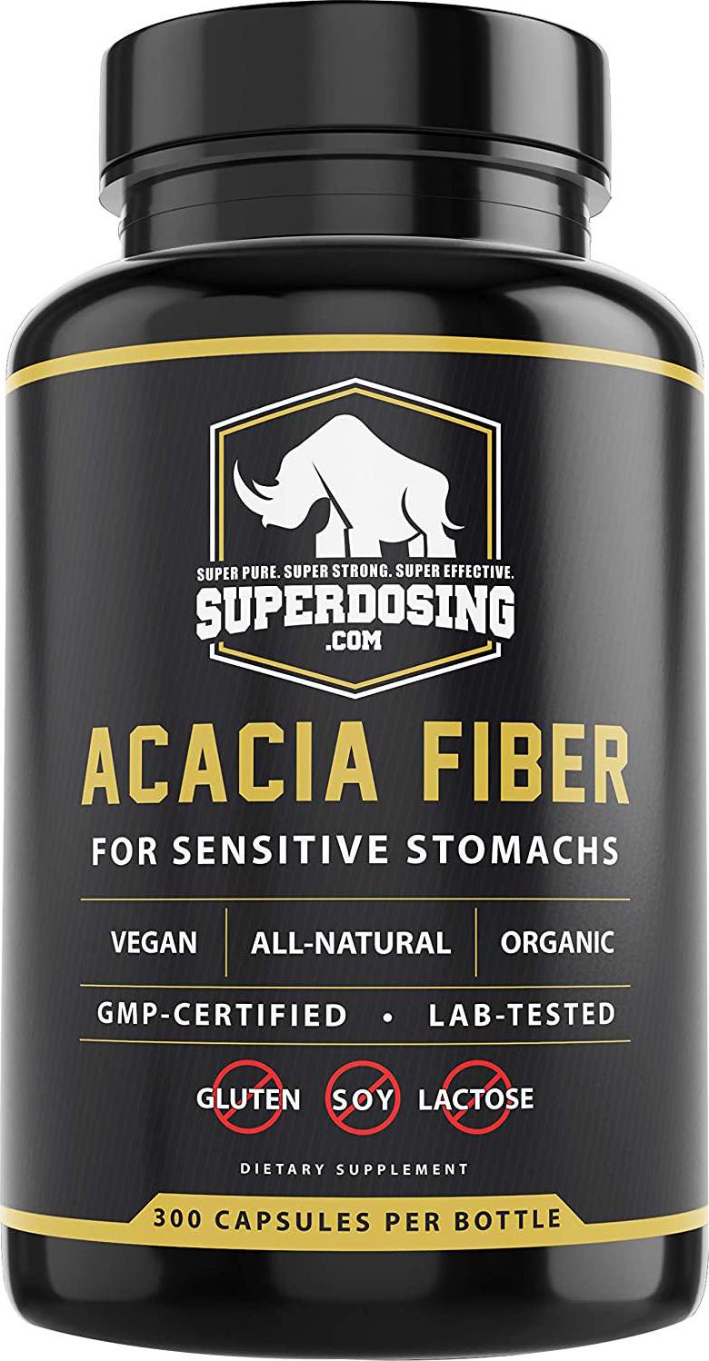IBS Friendly, Organic Acacia Senegal Fiber Capsules 300 Pack. Natural Soluble Fiber Supplement Pill Promotes Gut Health. Vegan Prebiotic Ideal for Sensitive Stomachs. Stop Diarrhea and Constipation