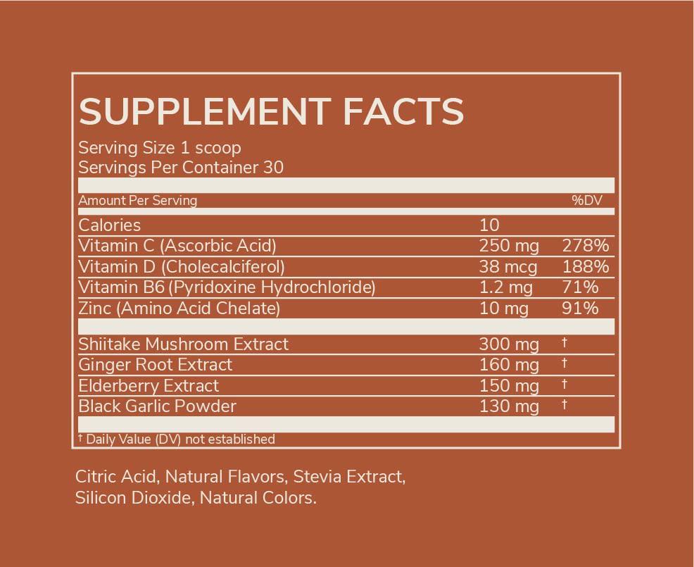 IMMUNITY Sickness Preventative Boost Powder by Rookie Wellness, Grapefruit and Lime Flavor, 30 Serving Jar, Includes Vitamin D, Elderberry, Ginger, Natural Wellness Rememdy Vitamins Supplement