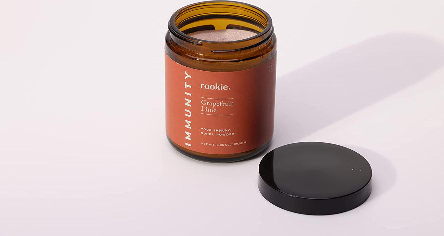 IMMUNITY Sickness Preventative Boost Powder by Rookie Wellness, Grapefruit and Lime Flavor, 30 Serving Jar, Includes Vitamin D, Elderberry, Ginger, Natural Wellness Rememdy Vitamins Supplement