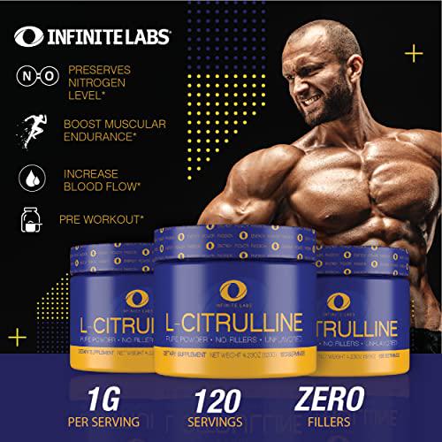 INFINITE LABS: L-Citrulline, Unflavored Powder Supplement (120 Servings) | Pre Workout, Amino Acid, Gluten Free, Vegan and Supports Muscle Endurance | L Citrulline Extra Strength Performance Nutrition