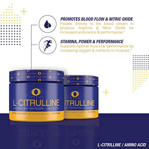 INFINITE LABS: L-Citrulline, Unflavored Powder Supplement (120 Servings) | Pre Workout, Amino Acid, Gluten Free, Vegan and Supports Muscle Endurance | L Citrulline Extra Strength Performance Nutrition