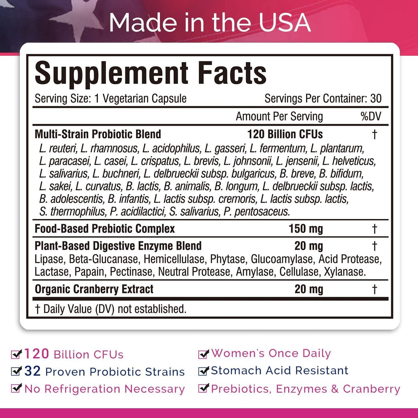 INNATE Vitality Women's Once-Daily Probiotics, 120 Billion CFU, 32 Tested Strains, Yeast Control+Vaginal PH Support, Gut+Immunity, Prebiotics, Digestive Enzymes and Organic Cranberry