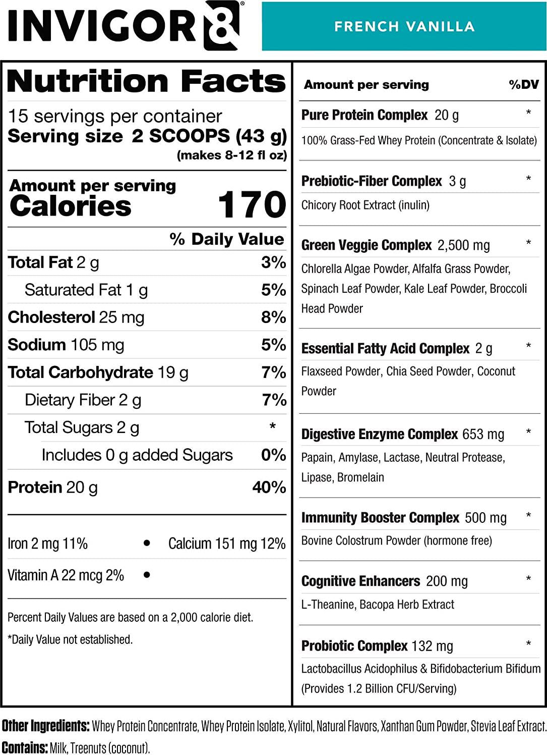 INVIGOR8 Superfood Shake (French Vanilla) and Fat Burner Bundle. Gluten-Free and Non GMO Meal Replacement Shake and Healthy Garcinia Weight Loss Supplement/Appetite Suppressant.