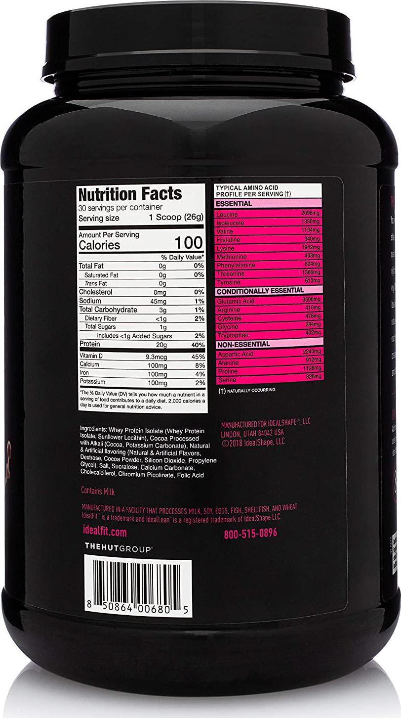 IdealLean - Nutritional Protein Powder for Women | 20g Whey Protein Isolate | Supports Weight Loss | Healthy Low Carb Shakes with Folic Acid and Vitamin D | 30 Servings (Chocolate Brownie)