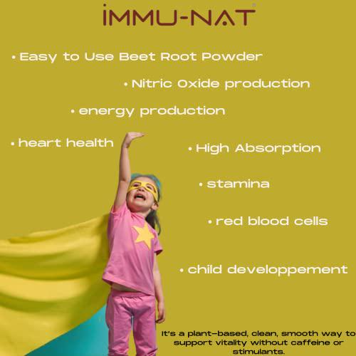 Immu-Nat Nitric Oxide Boost Supplement (60 Servings) Red Beet Root Powder Extract for Blood Pressure, Heart Health Support,Non-GMO Superfood