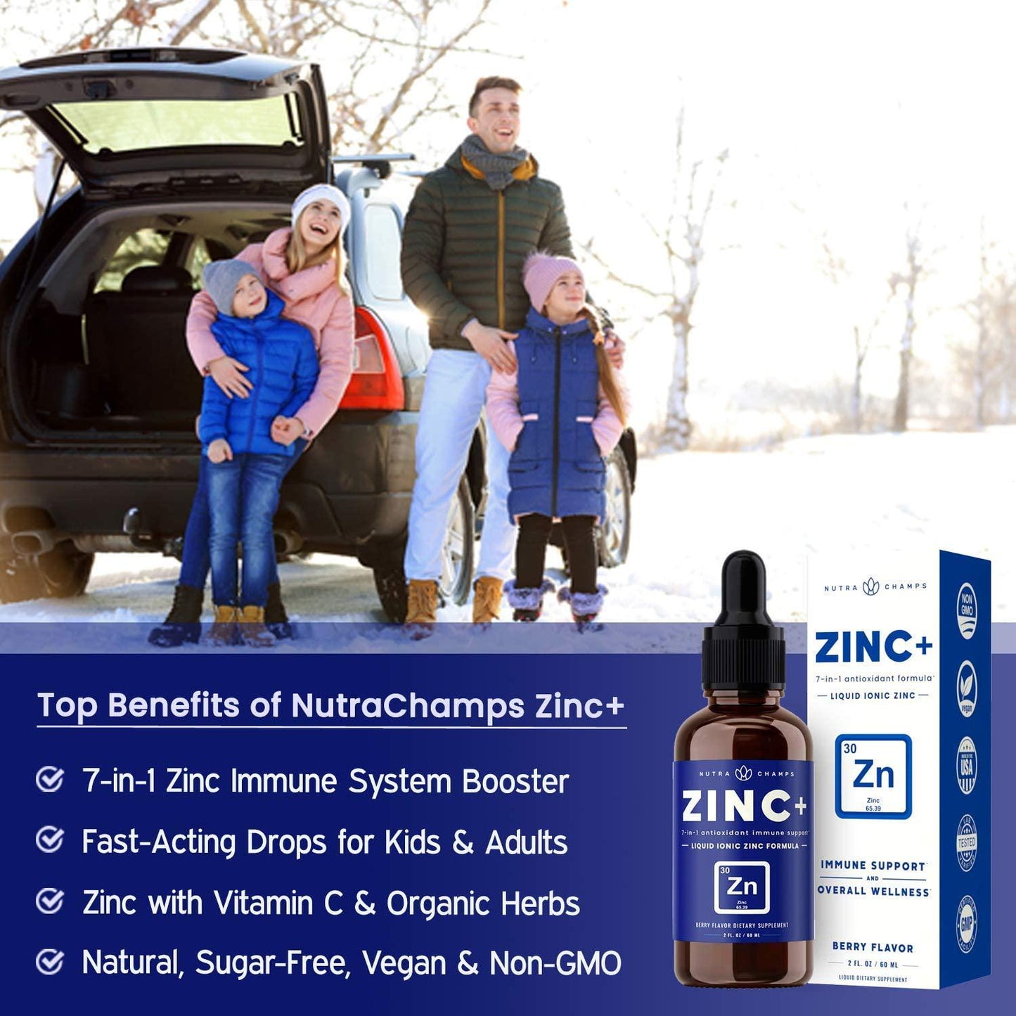 Immune Boost Organic Drops Liquid Health Supplement - Powerful Immune System Support with Vitamin C, Zinc, Elderberry, Echinacea, Ginger and Reishi Mushroom - Vitamin and Herb Defense Booster - 2oz Berry