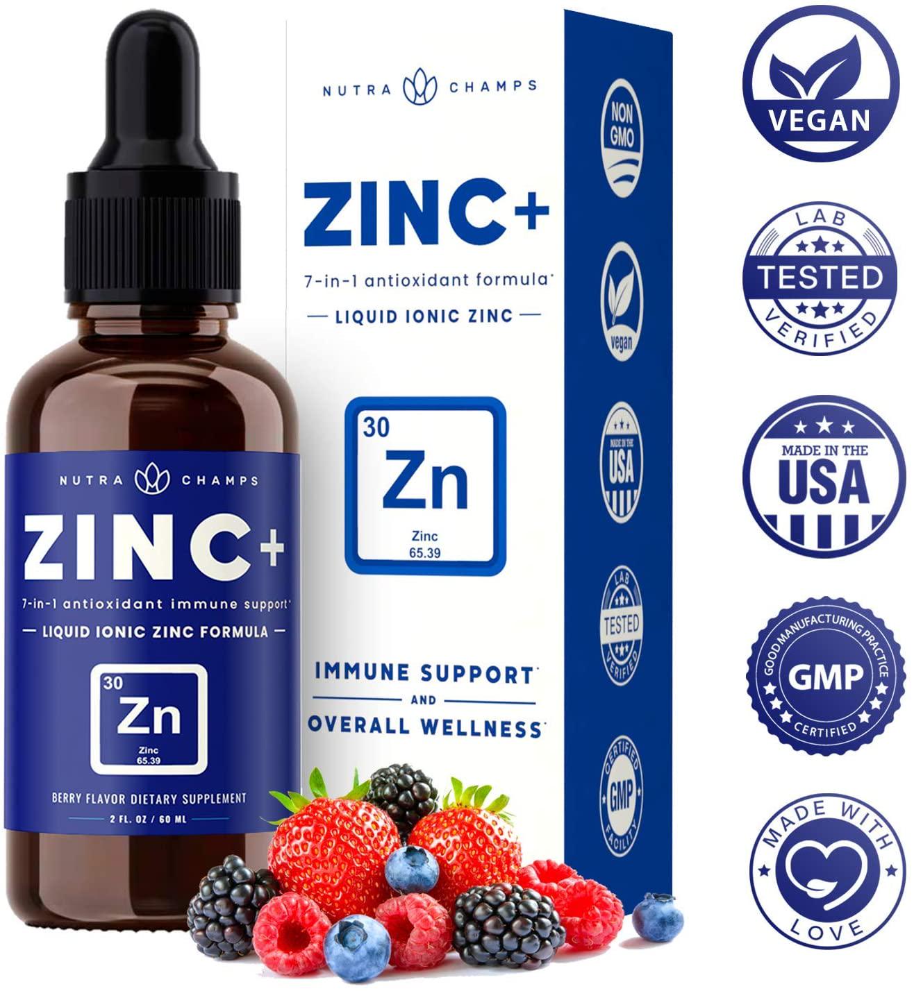 Immune Boost Organic Drops Liquid Health Supplement - Powerful Immune System Support with Vitamin C, Zinc, Elderberry, Echinacea, Ginger and Reishi Mushroom - Vitamin and Herb Defense Booster - 2oz Berry